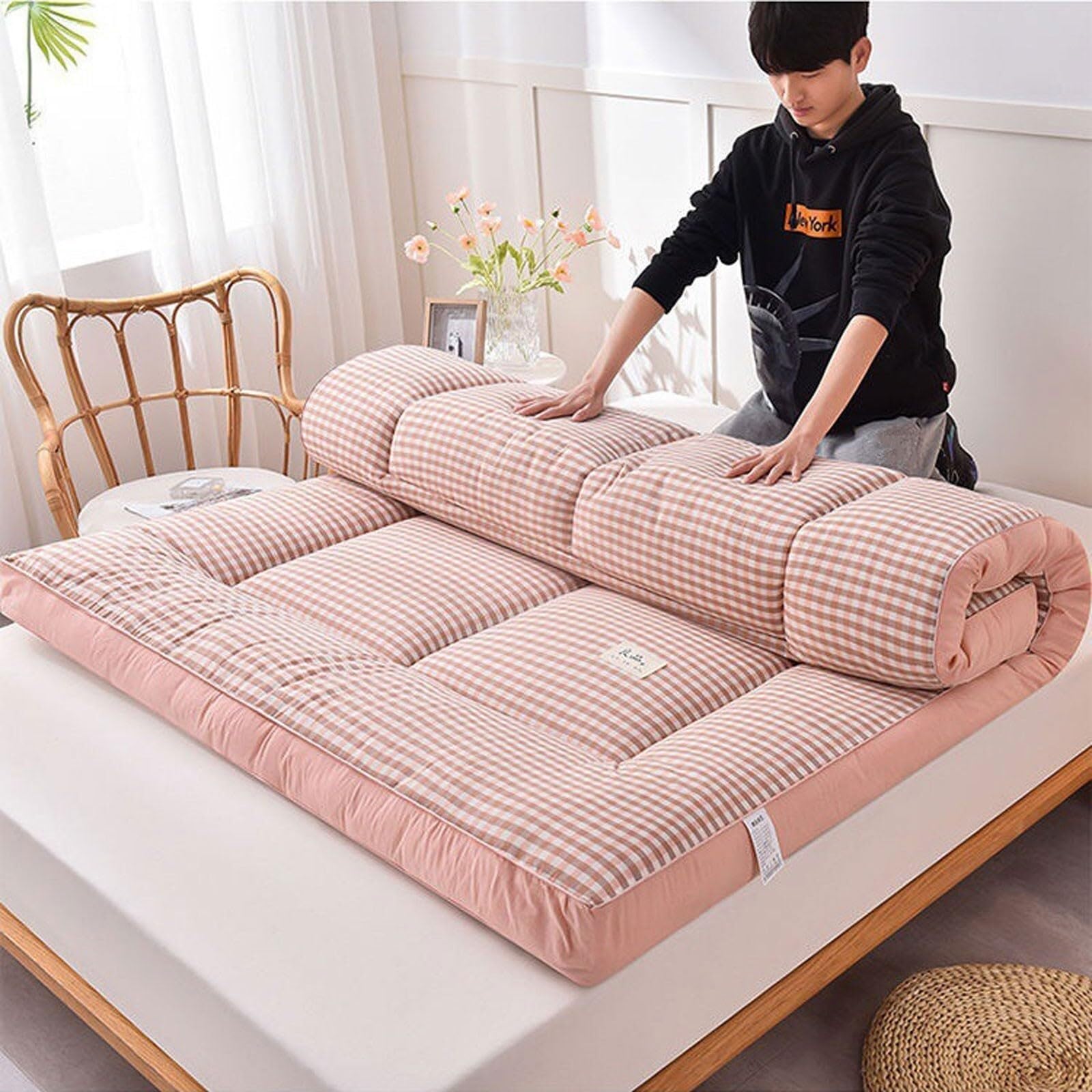 Materasso da Pavimento Pieghevole Delicato sulla Pelle Materasso per Pigiama Party per Ospiti Futon Materassino per Lettino Lettino per Ospiti per Divano da Campeggio Auto(02,90 * 200cm)