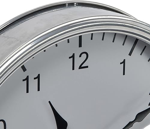 Miniatura 5 de Creative Co-Op Reloj de pared clásico de metal redondo, acabado de níquel antiguo, plateado