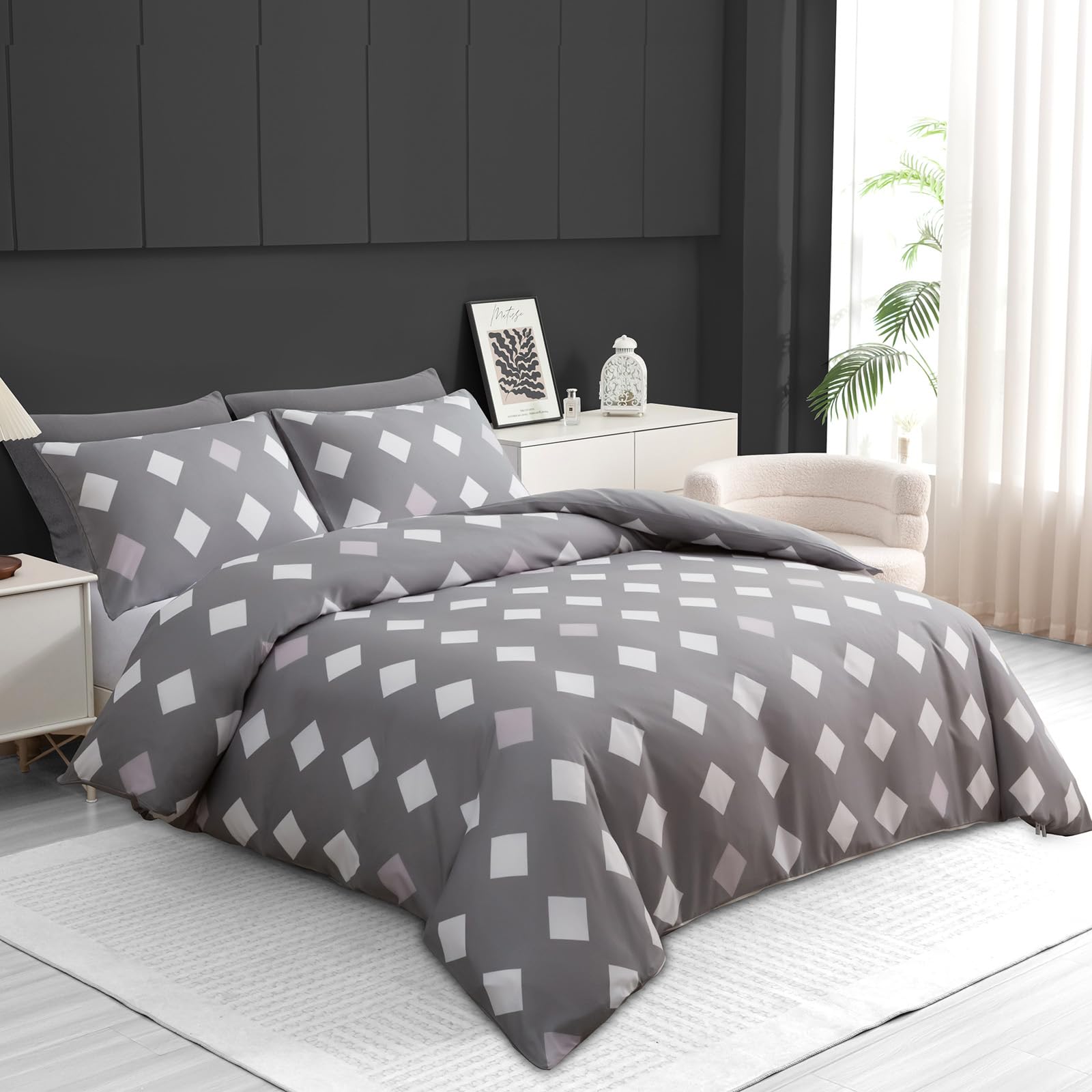Lazzaro King Size Duvet Cover Sets Premium Microfiber Kingsize Duvet Cover Sets Ultrasoft Hypoallergenic Reversible Quilt Cover Bedding Set including Zipper Closure