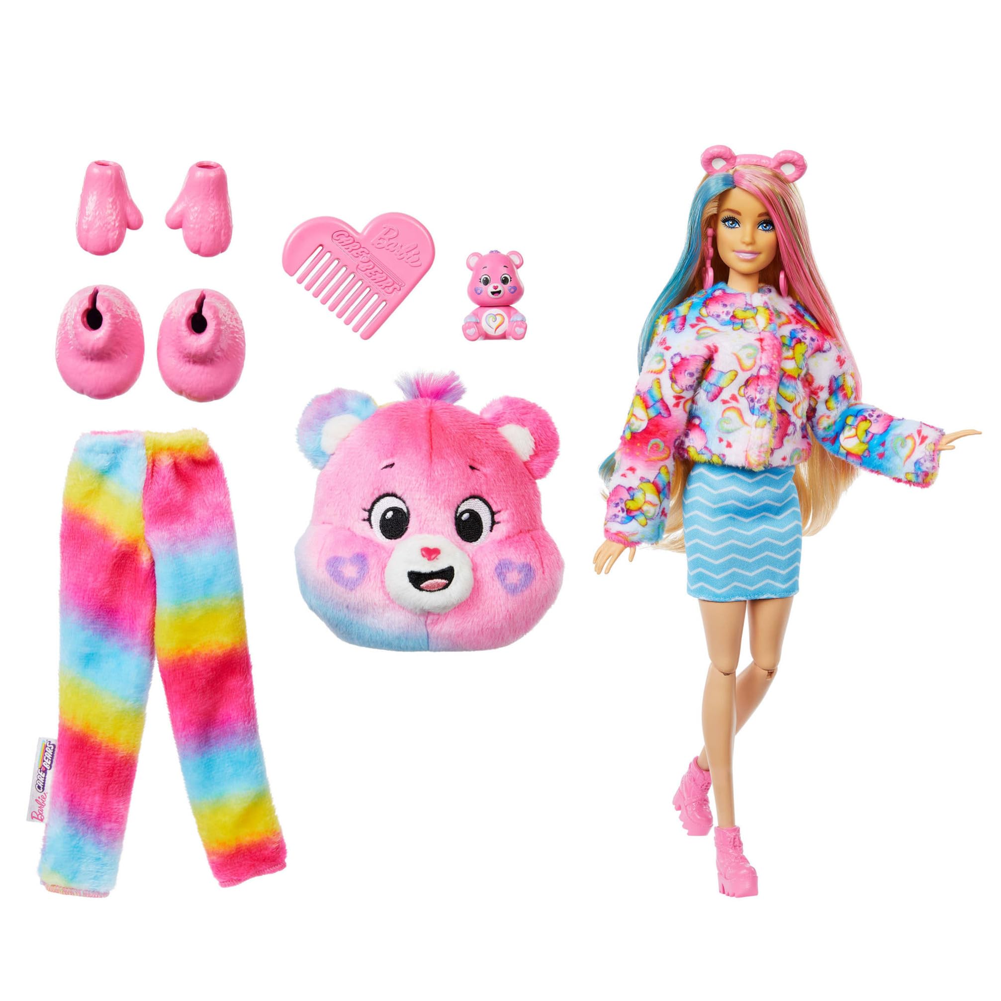Barbie Cutie Reveal Care Bears Doll & Accessories, Series 2 Togetherness Bear with 10 Surprises Including Color Change & Mini Bear, JFV60 - Image 3