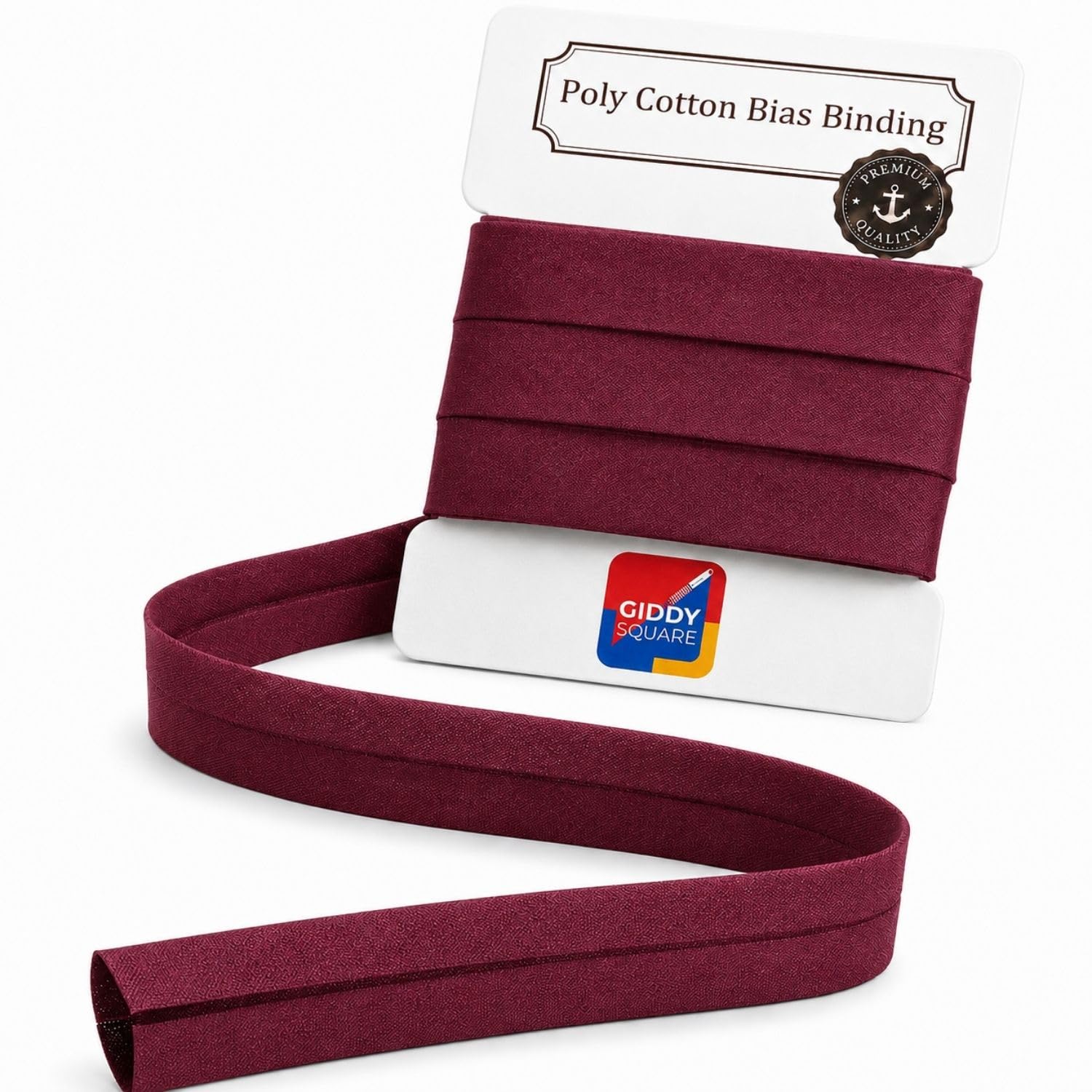 Burgundy Bias Binding Tape 25mm 1 Inch 5 Metres - Pre-Folded Single-Fold Poly Cotton Bias Binding for Sewing, Quilting & Dressmaking - Machine Washable - Giddy Square โ image 1