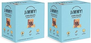 Jimmy! Chocolate Peanut Butter Protein Bars, 18g Protein, Low Sugar, 12 Count (Pack of 2)