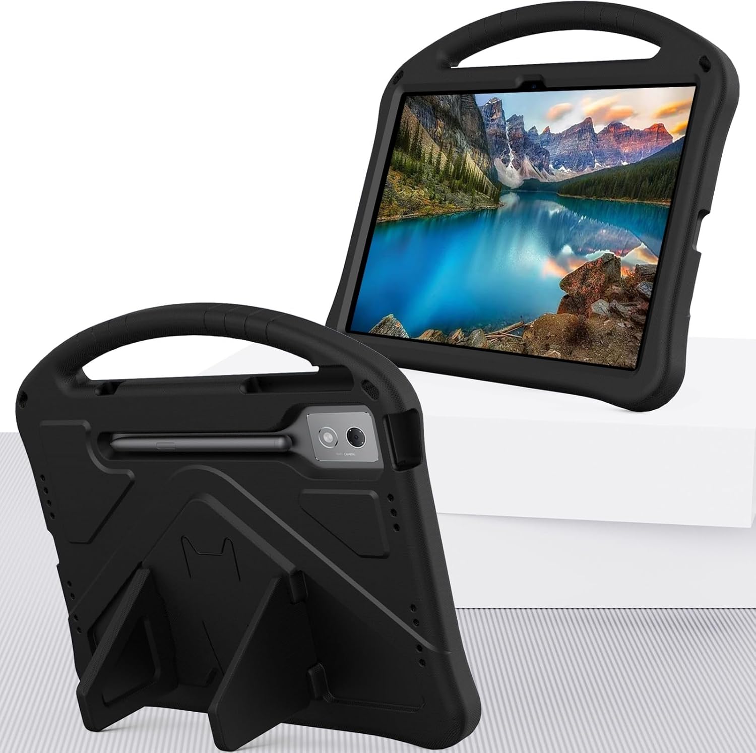 Tablet PC Case Compatible with Lenovo Yoga Tab Plus/Yoga Pad Pro 12.7'' 2025/2024 Case Lightweight EVA Tablet Cover with Adjustable Strap, Shockproof Handle & Kickstand Portable Protective Shell Prote