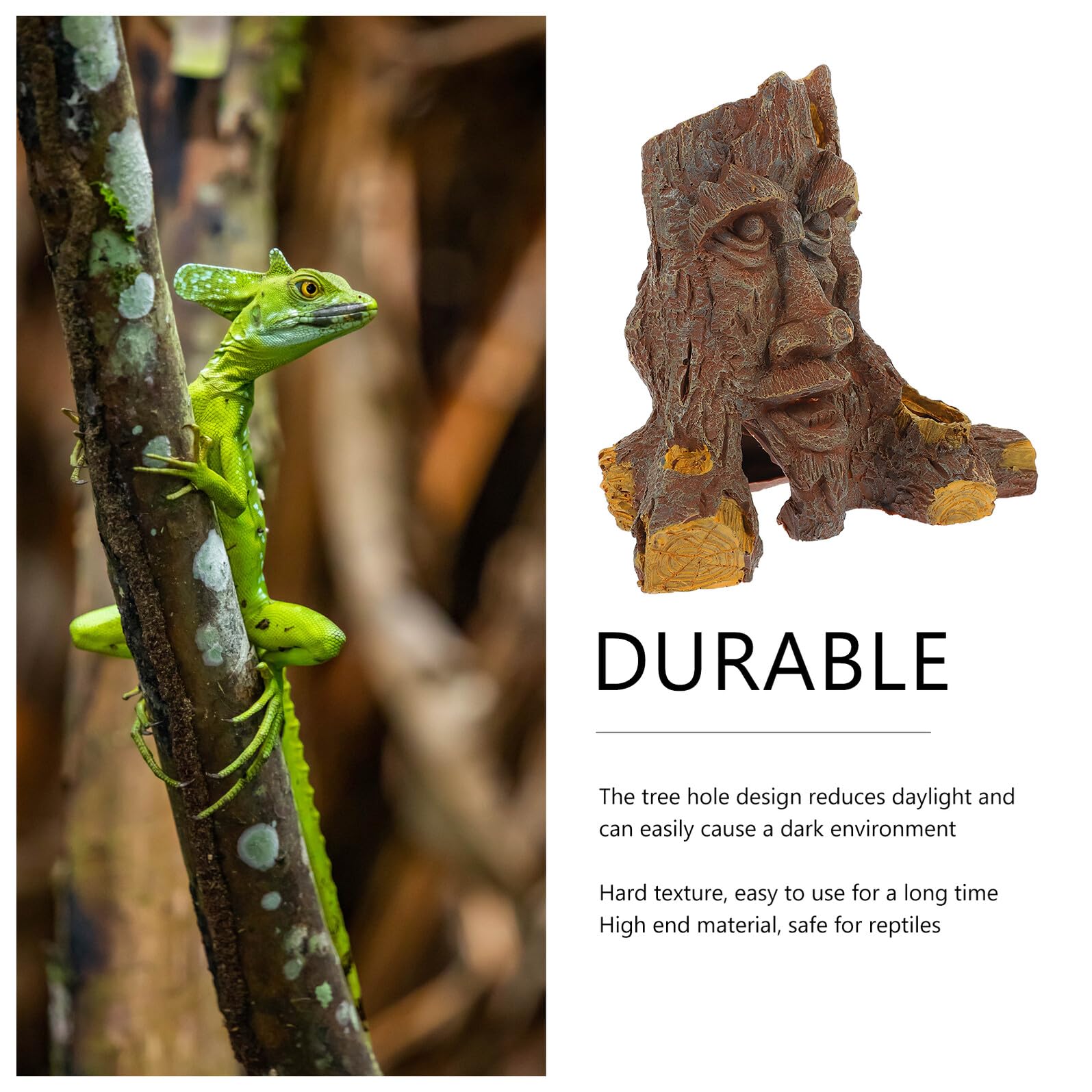 VICASKY Cachette en Résine pour Reptiles de Trou d'arbre, Réduit la Lumière du Jour, Décor Sécurisé pour Terrariums d'animaux Rampants