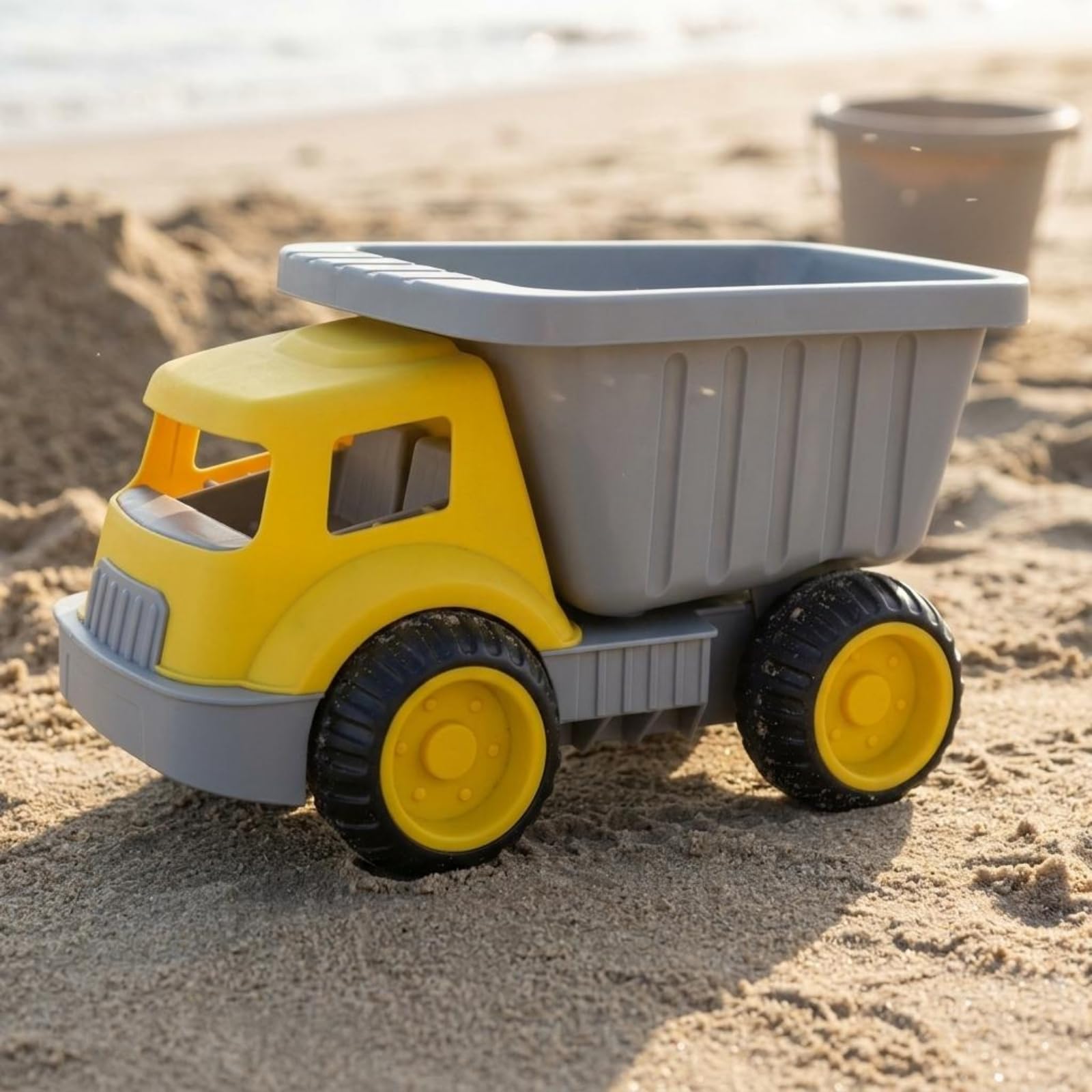 Camioncino da Sabbia per Bambini Carrello Camion Giocattolo da Spiaggia Autocarro da Trasporto con Cassone Grande per Movimento E Scarico di Sabbia