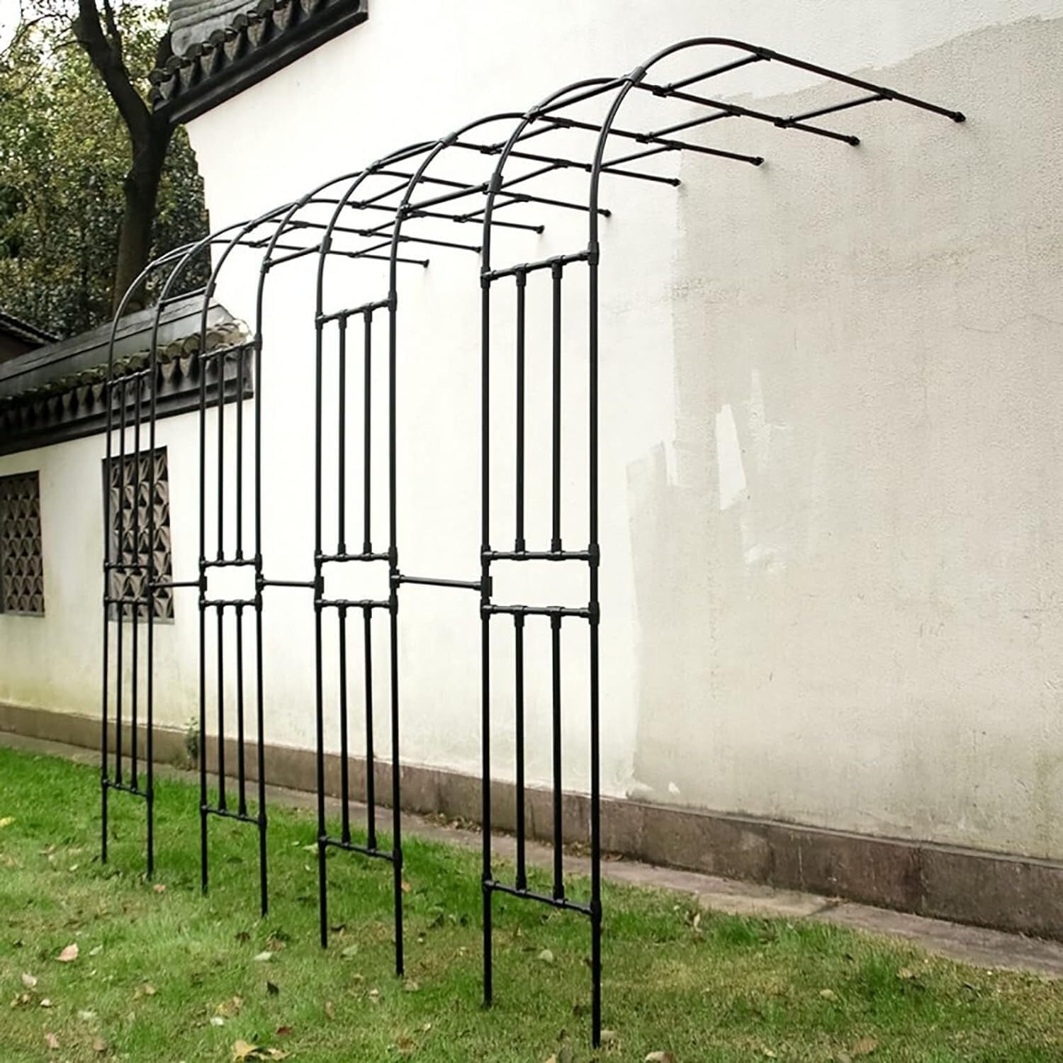 Support à fleurs demi-arqué 120x240cm en acier noir résistant