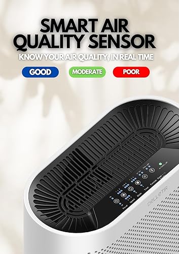 Miniatura 3 de Delletir Purificador de aire True HEPA GL-FS32  Sistema de filtración de 4 etapas, funcionamiento ultrasilencioso y sensor de calidad del aire,