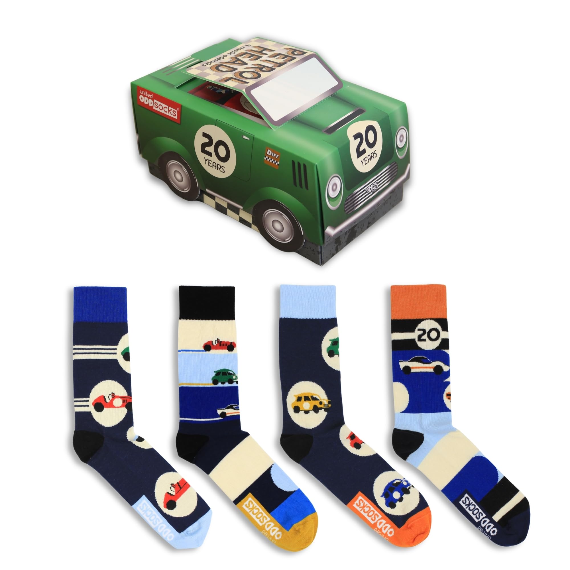 United Oddsocks Classic Petrol Heads  Odd Socks Gift Box - Mens Size 6-11