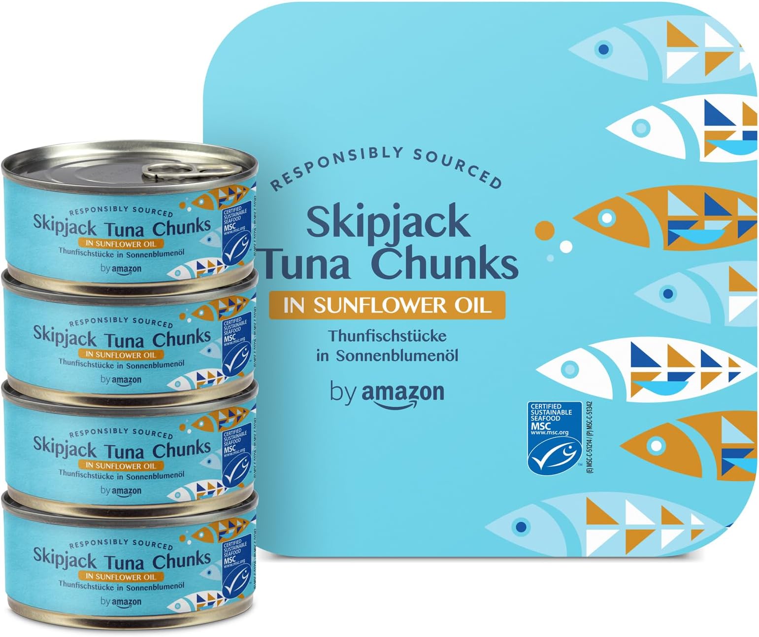 MSC Skipjack Tuna Chunks in Sunflower Oil, 4x145g
