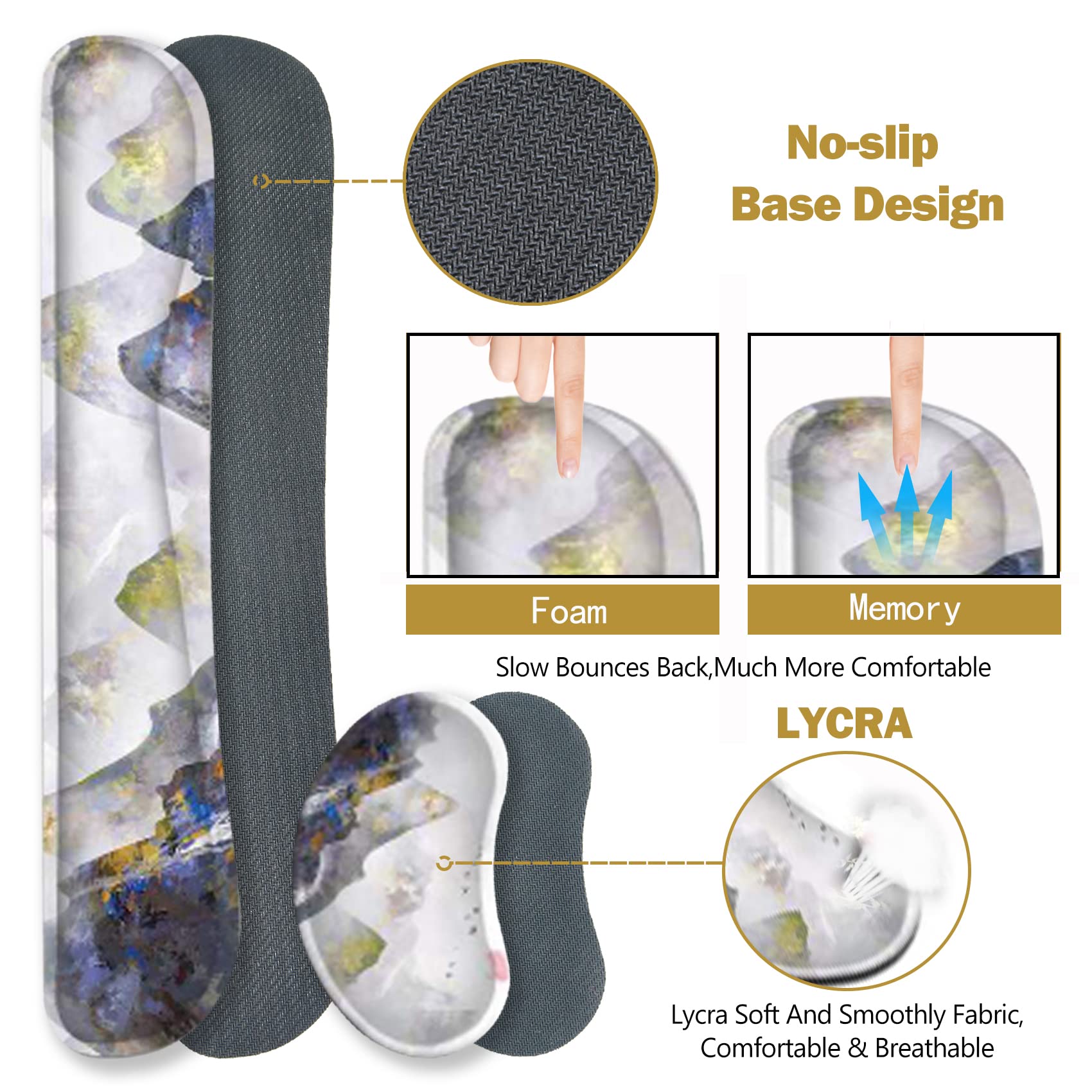 Large Desk Pad With Keyboard & Mouse Wrist Support - 3-in-1 Ergonomic Blue Panda Set