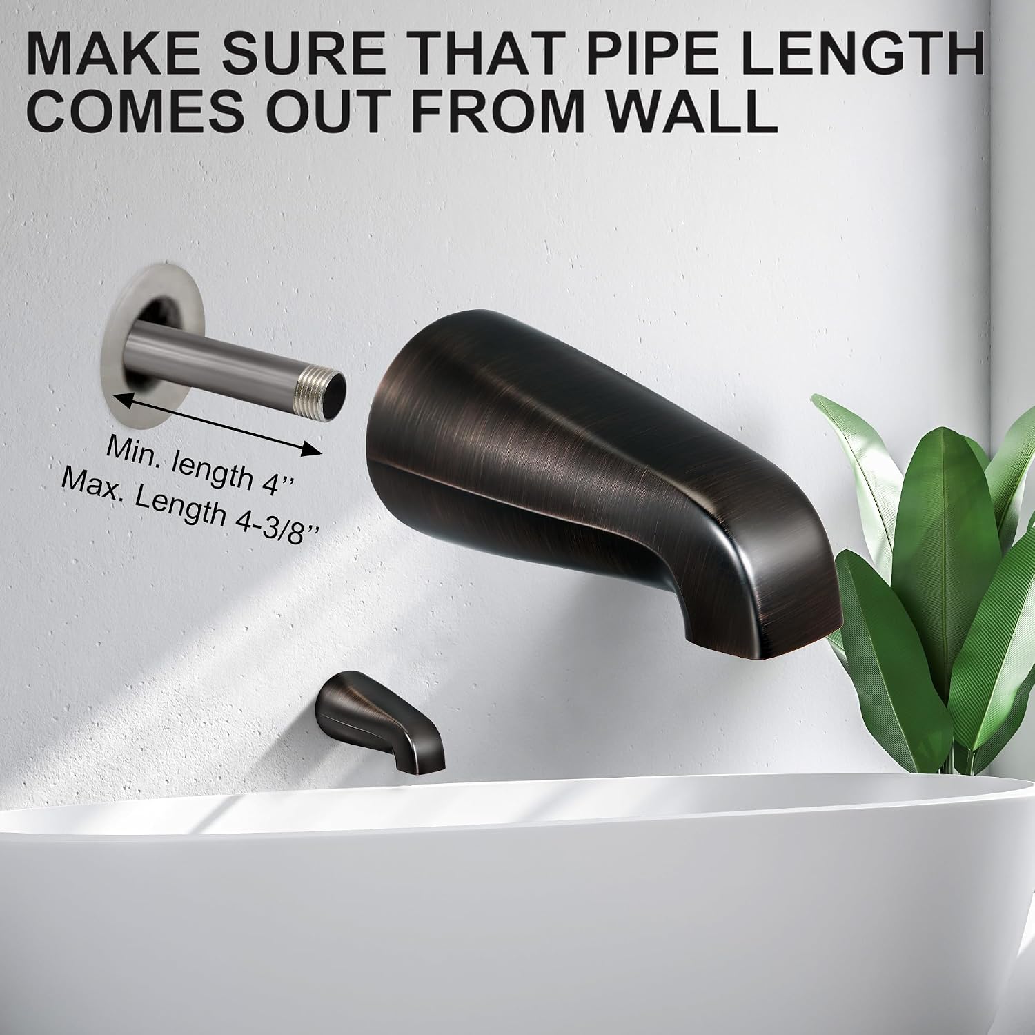 Dreyoo Universal Bath Tub Spout with Adapter, 5 Bathroom Bathtub Faucet Spout Without Diverter, Fits for 1/2'', 3/4'' IPS Inside Thread Connection and Tub/Shower Faucet Brands (Oil Rubbed Bronze)