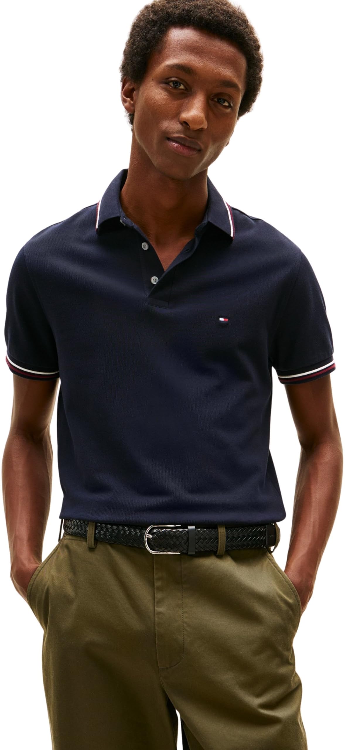 Tommy Hilfiger Men's Blue Tipped Slim Fit Polo in Size XL, Sports Direct