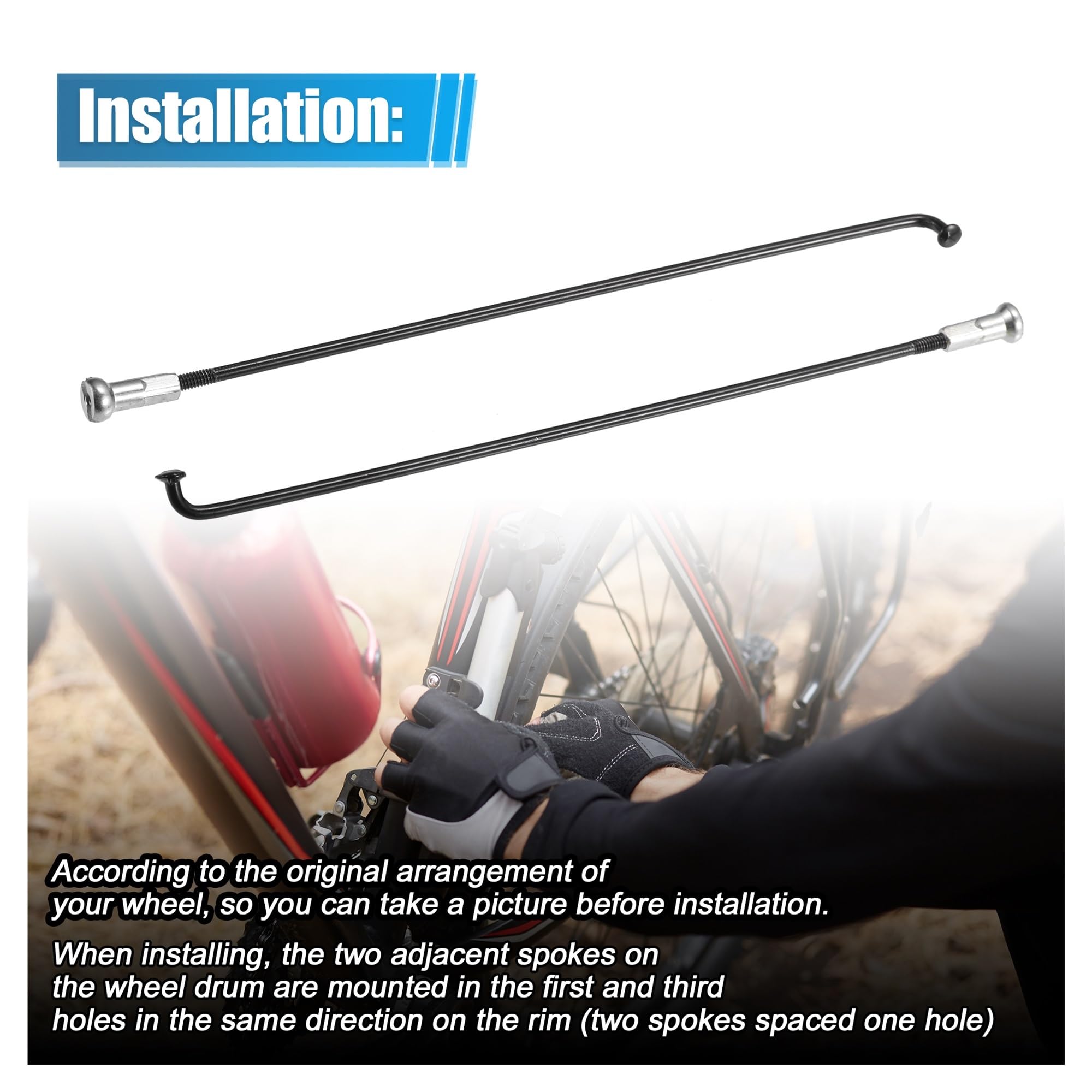 36 pcs 14G J Courbure 297 mm Vélo Vélo Rayons avec Mamelons