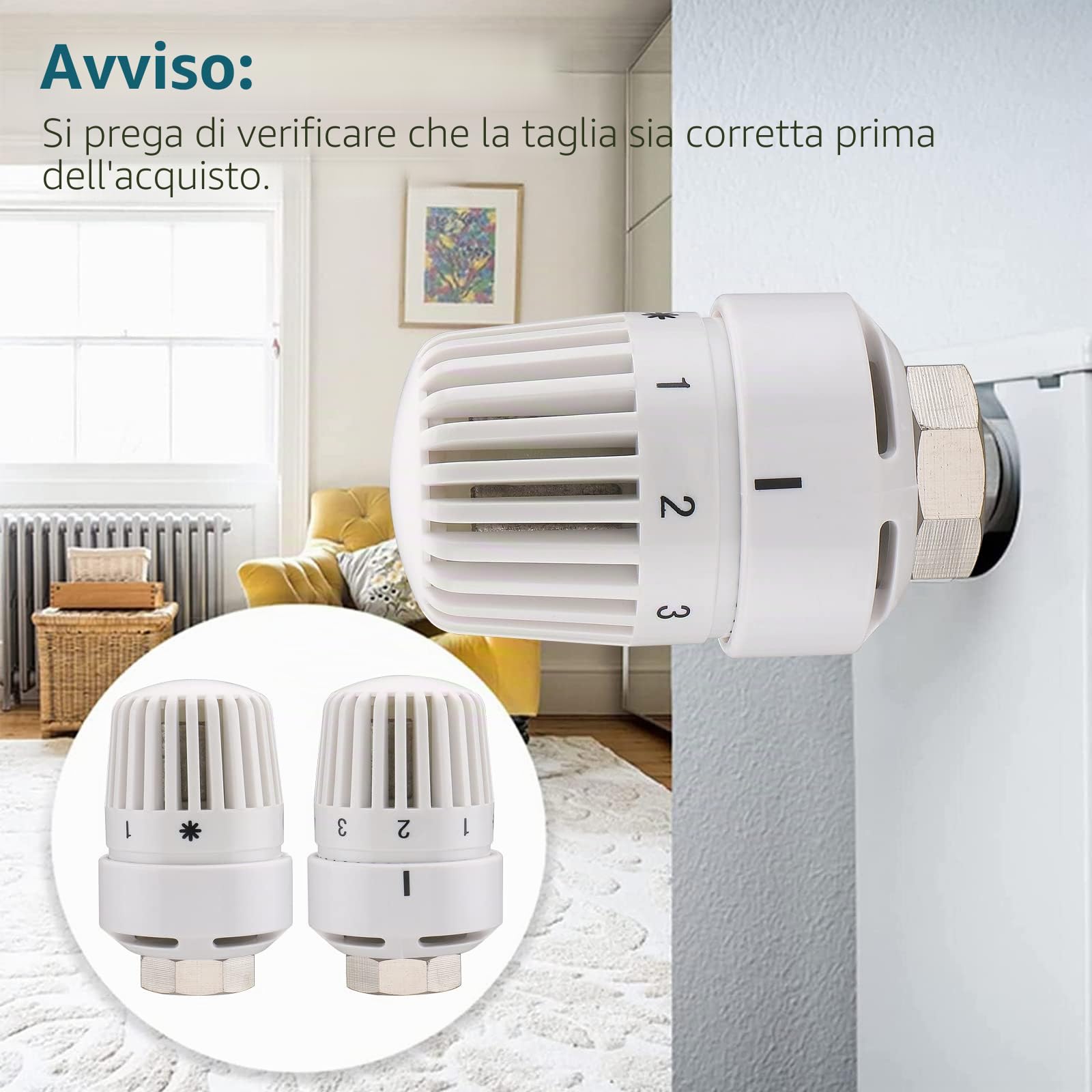 Wengart Testa Termostatica per Radiatori WG4005 – Attacco Universale M30x1,5 – Sensore a Liquido ad Alta Precisione – Con Protezione Antigelo e Limitatore di Temperatura – Bianco – Solo Testa