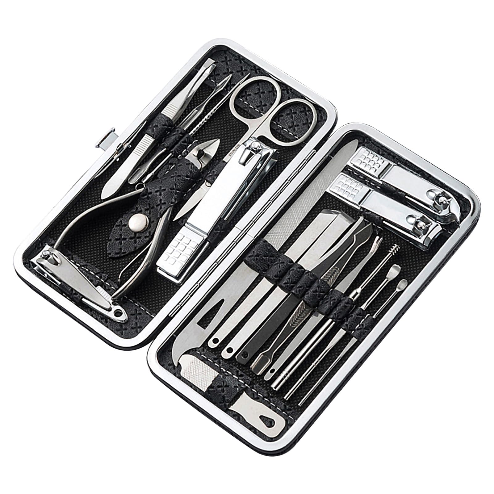 Queta Set manicure da 19 pezzi, set di tagliaunghie per manicure pedicure set di tagliaunghie in acciaio inox set per la cura della cura delle unghie pusher per cuticole lime per unghie