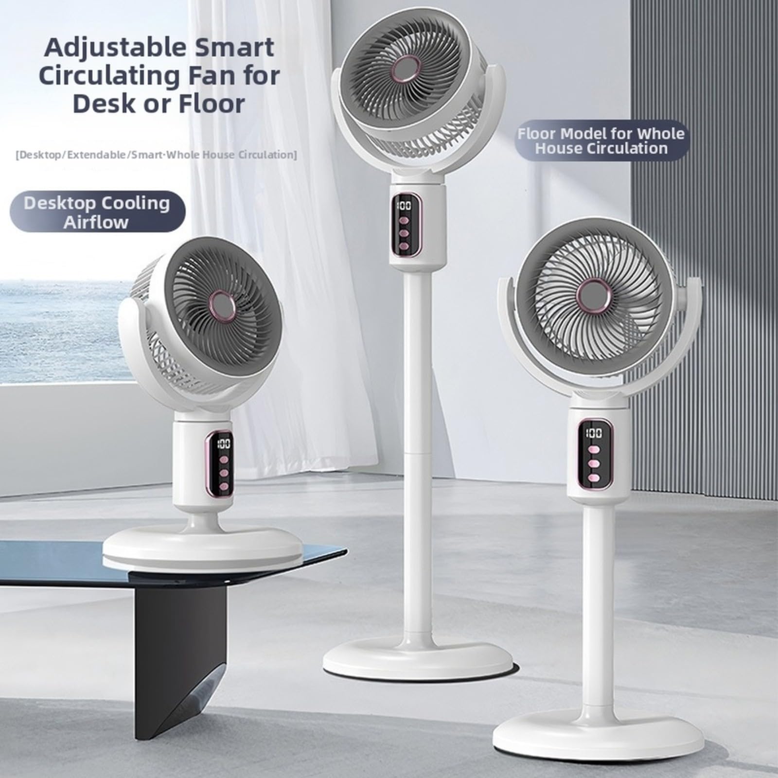 Ventilatore da pavimento ricaricabile USB, motore brushless silenzioso, oscillazione a 180° con telecomando, funzionamento senza fili 3-6 ore, per camera da letto, soggiorno, ufficio