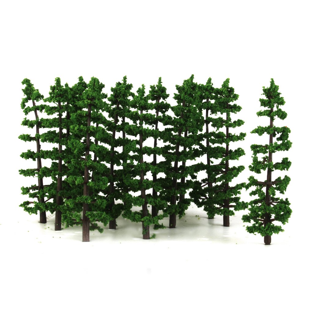Tiuimk Pack of 20pcs Green Fir Trees Model - 1/100 Scale Plastic Trees for Model Landscaping