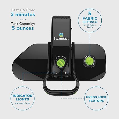 Miniatura 5 de Steamfast SF-623 prensa a vapor de tamaño mediano con ajustes de tela múltiples y función de impulso de vapor