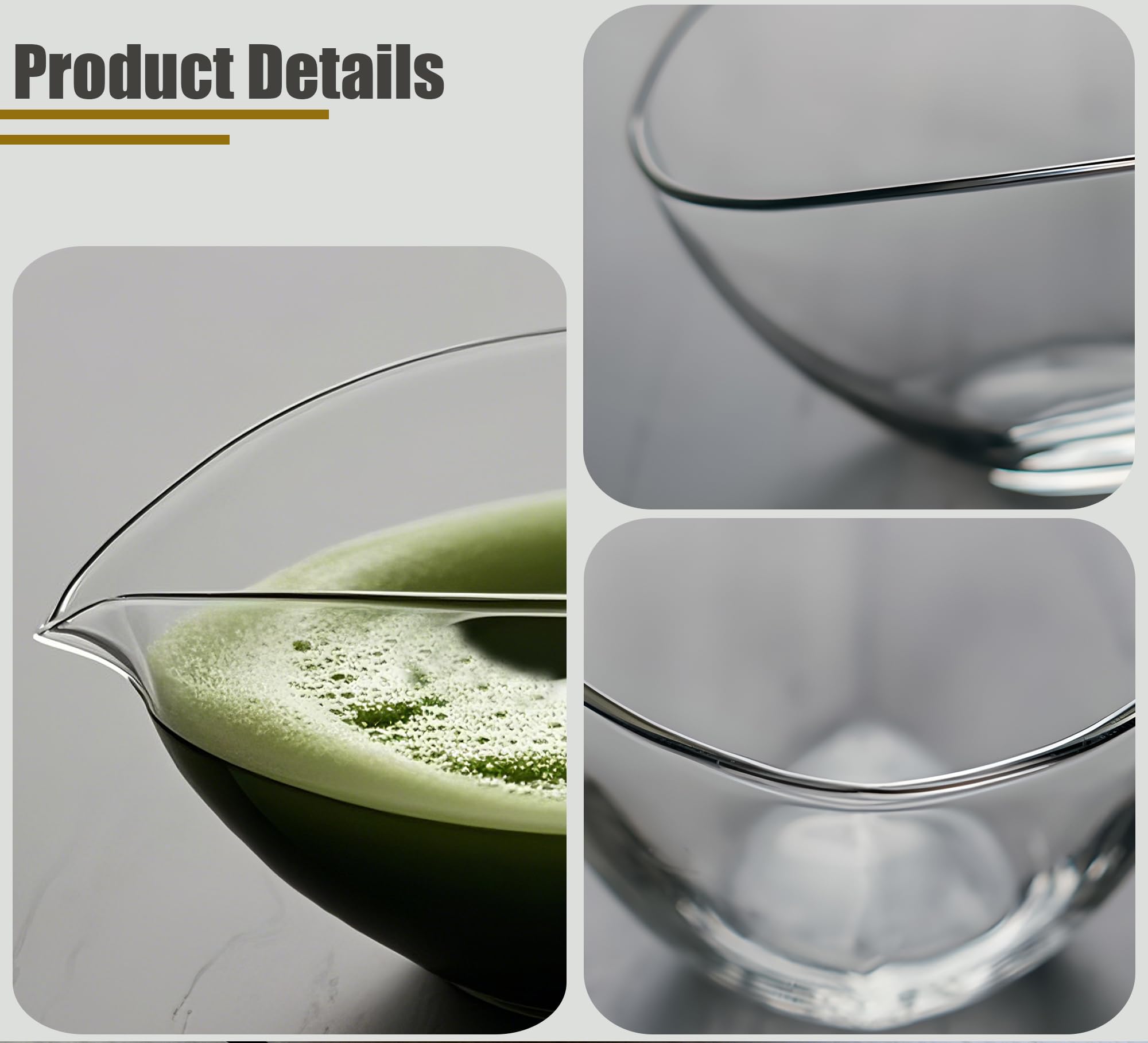 LamChyar Matcha Bowl with Spout, Lead-Free Glass Tea Bowl with Pour Spout 7 Oz, Japanese Style Chawan, Matcha Ceremony Accessories