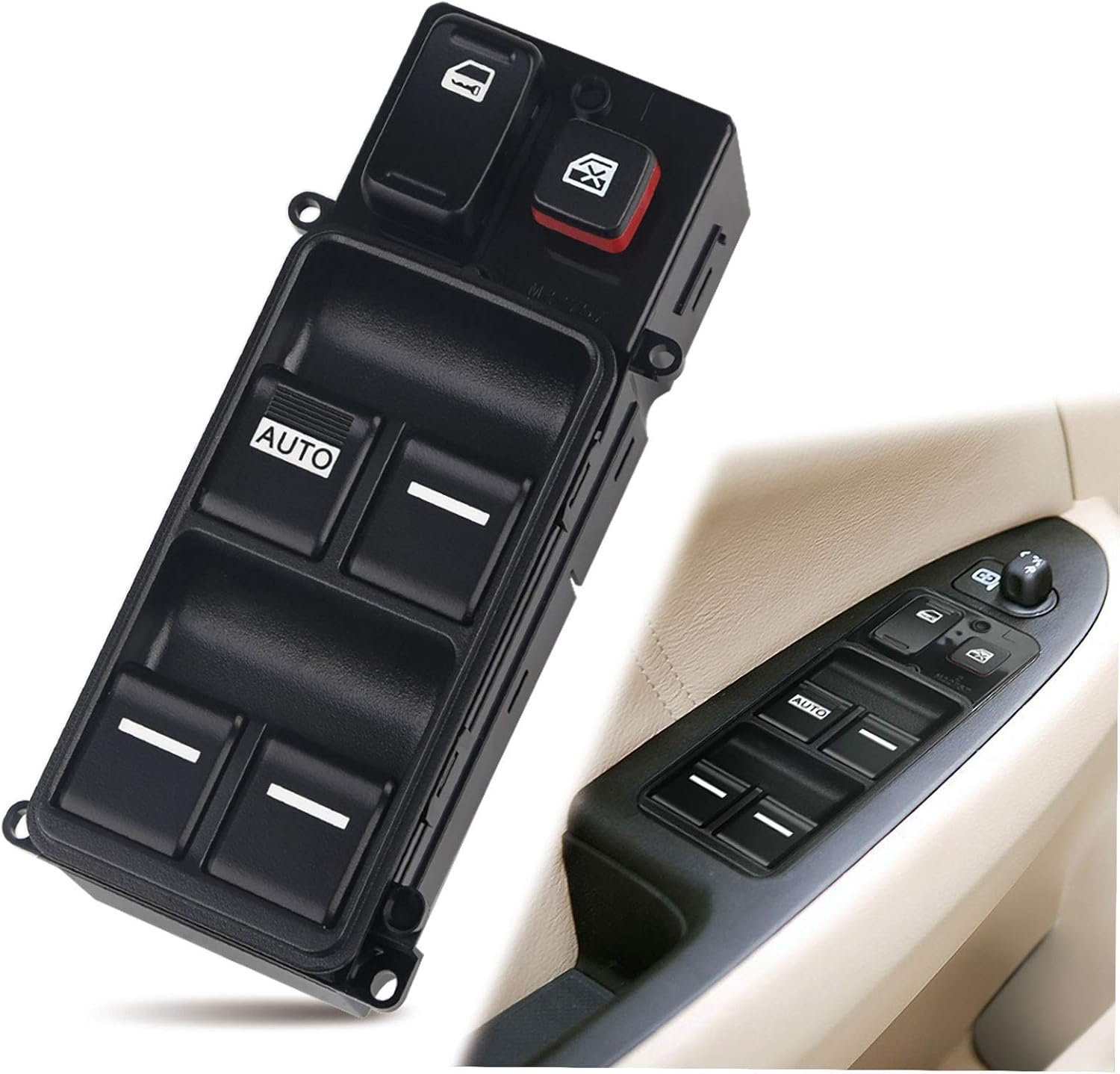 WMPHE Window Switch Compatible with Honda Accord Sedan 2003 2004 2005 2006 2007, Driver Side Master Power Window Switch, Replacement for 35750-SDA-H12, 35750-SHJ-A24