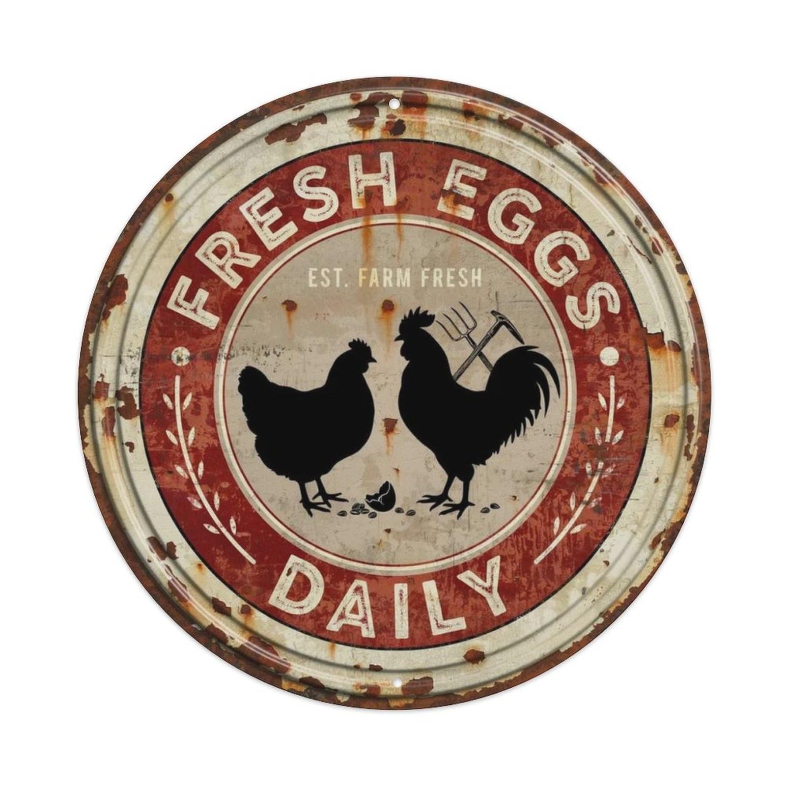 Rustic Round Farm Sign Metal Tin Sign Plaque
