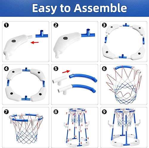 Vista 8 de Juguetes de aro de baloncesto para niños de 3, 4, 5, 6, 7 años, juguetes de natación para niños de 8 a 12 años, color azul