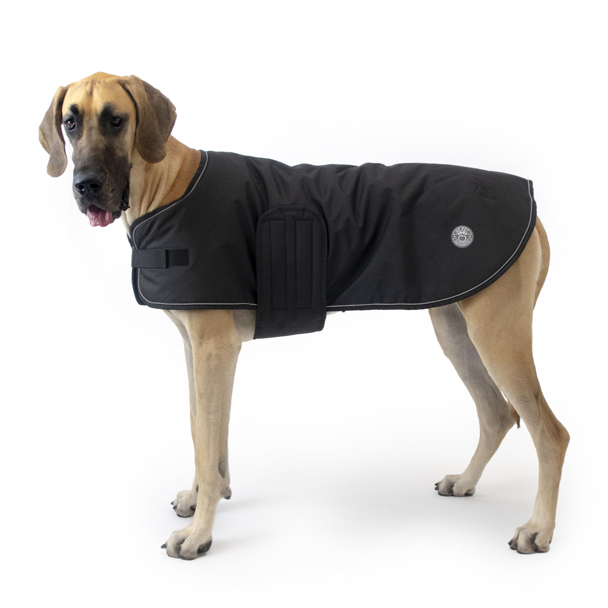 GF Pet Dog Raincoat Blanket Dog Jacket Warm Coat for Dogs Waterproof Fleece Lined Velcro Fasten Jacket - Black - XL - Image 4