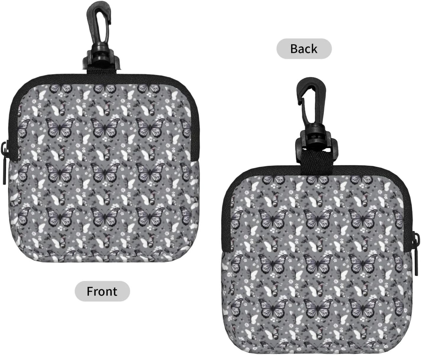 Gray Teal Butterfly Print Versatile Square Storage Bag Travel Organizer Pouch Toiletry Home Office Gift image 2
