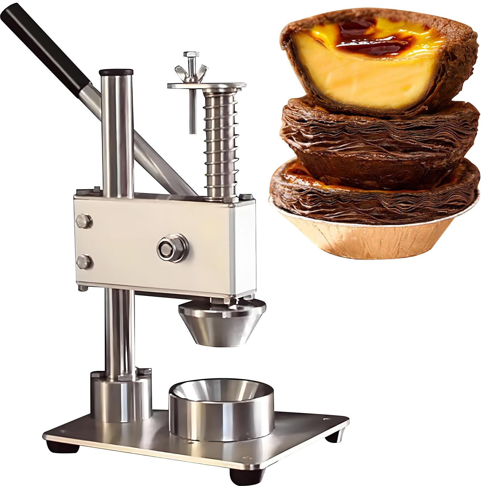 Máquina Prensa para Moldes de Tarta de Acero Inoxidable,Espesor Ajustable,Espesor Uniforme,Prensa para Tarta Manual para Uso Comercial,Doméstico,Máquina Laminadora de Masa Manual XZD-206‌