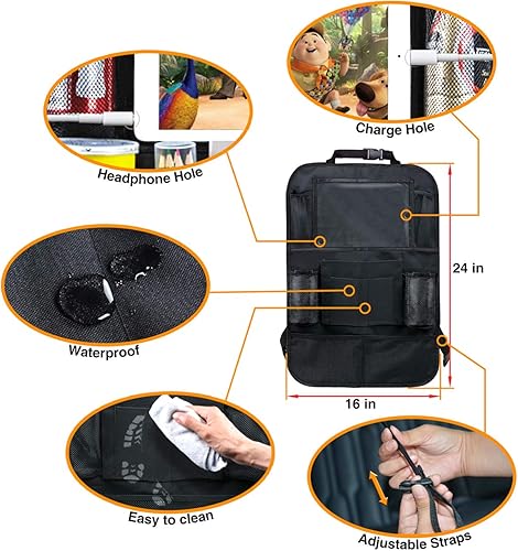 Miniatura 7 de Organizador de asiento trasero, organizador de automóvil para asiento trasero de automóvil para niños con agujero para USB/auriculares, organizador