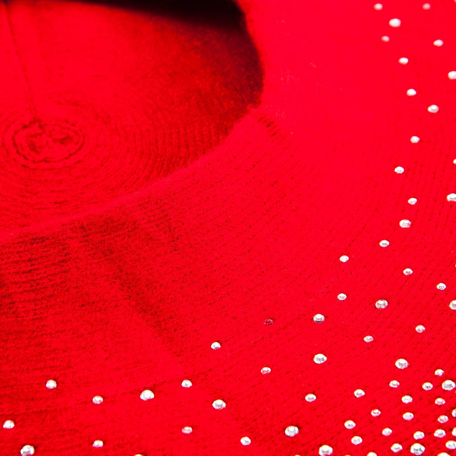 LADYBRO Winter Warm Rhinestone Beret Hats for Women 2 Layers Wool Knit Cap