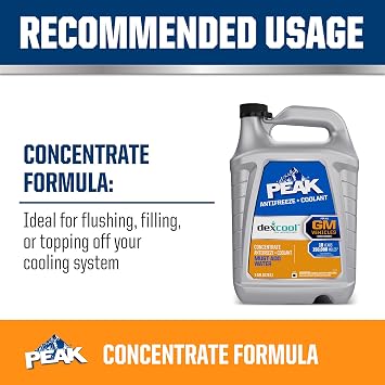 PEAK DEX-Cool Antifreeze + سائل تبريد ، مبرد محرك ممتاز مع مضاد للتجمد ، خليط سائل تبريد مضاد للتجمد للسيارات للمركبات المعدلة وراثيًا ، 1 جالون