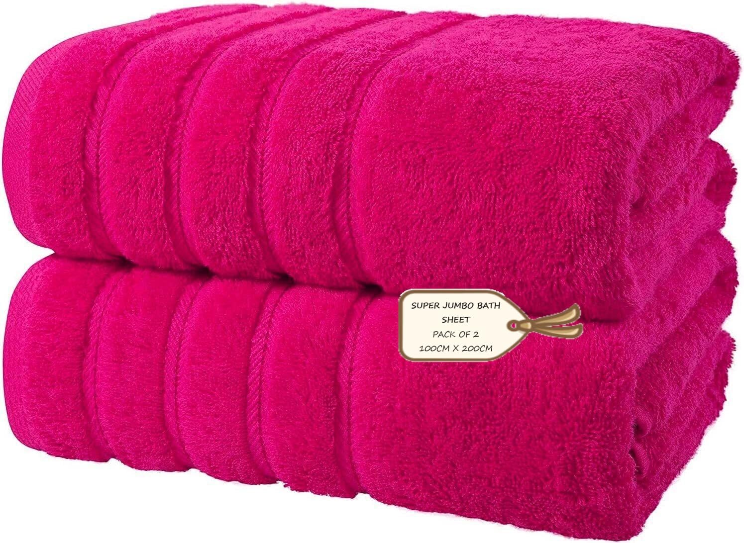 Generic2X SUPER JUMBO BATH SHEETS XXL PREMIUM BATH TOWEL 100% EGYPTIAN COTTON TOWELS 100 X 200 CM PACK OF 2 (Pink)
