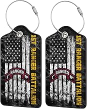 Rqwaaed First Ranger Battalion American Flag Elevate Your Travel Experience with Our Premium Leather Luggage Tag - Stylish, Durable 1PCS