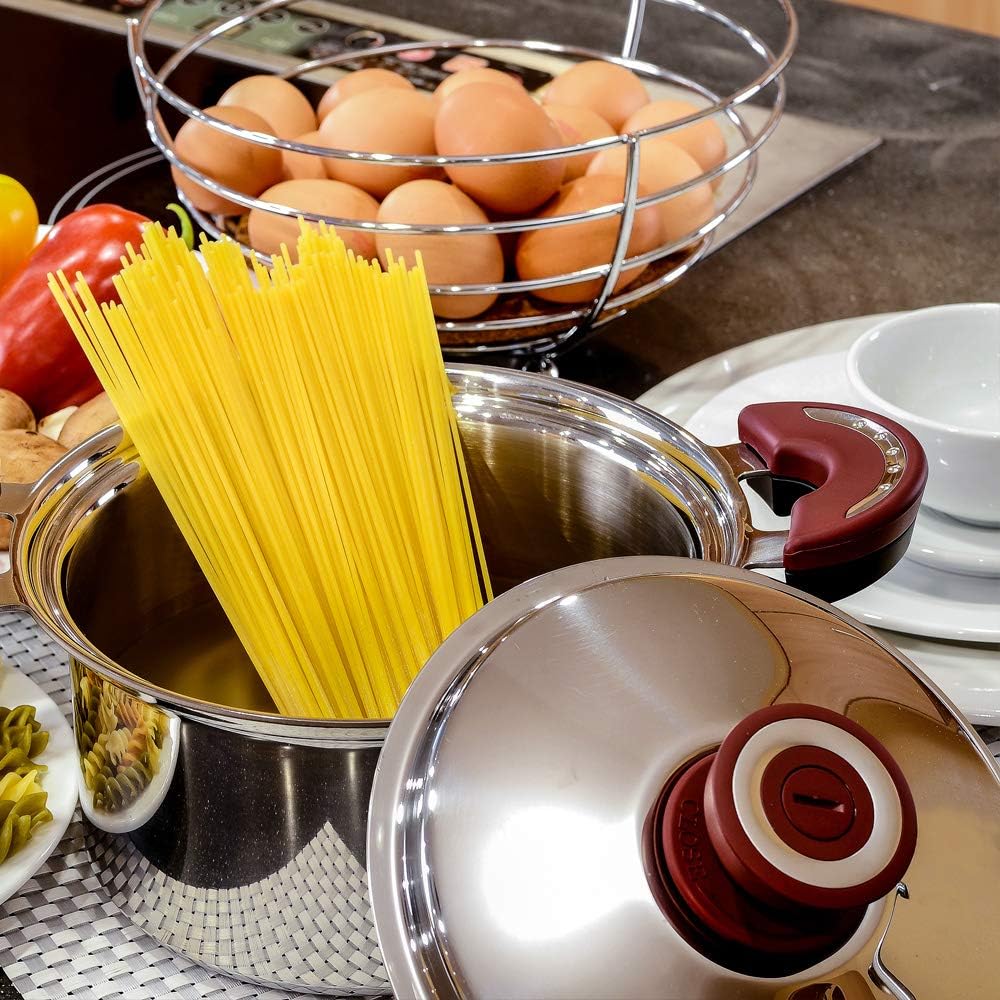 Buffalo Stainlees Steel Stock Pot (10 inch) - Large Soup Pot for Cooking with Lid, Heat-Proof Double Handles for Induction/Electric/Gas Stoves - Dishwasher Safe Cookware