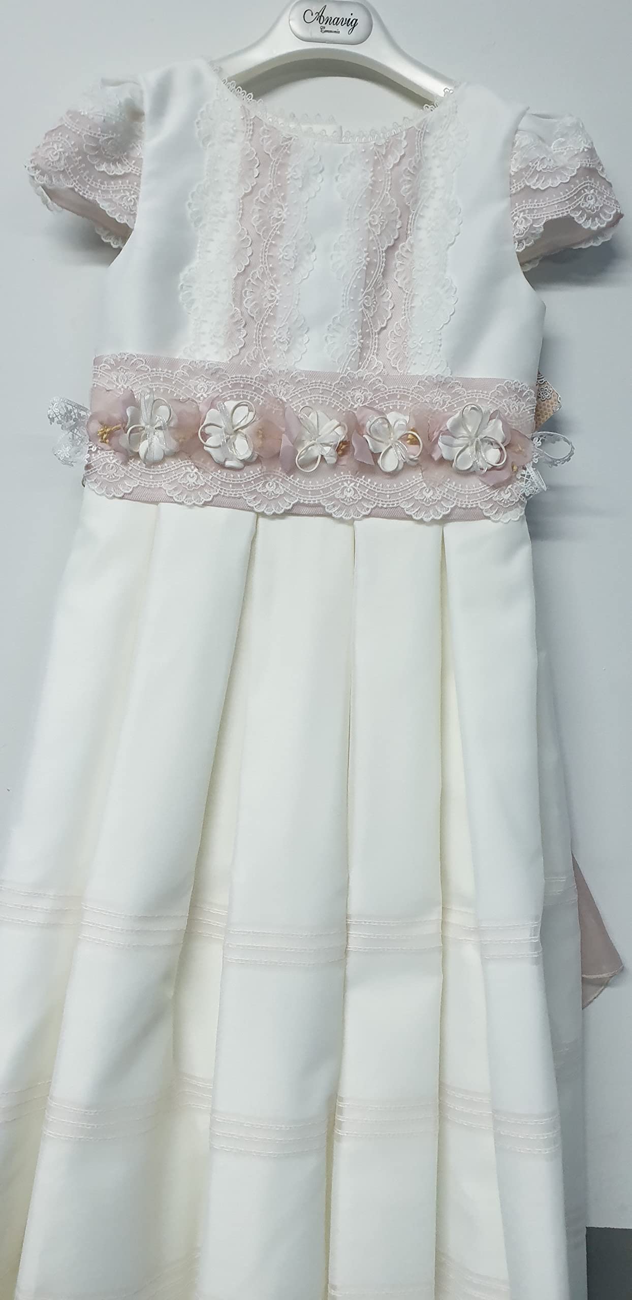 MAHAVIRA Vestido Primera Comunión Niña Estilo Clásico con Bordados y Encajes - Talla 105