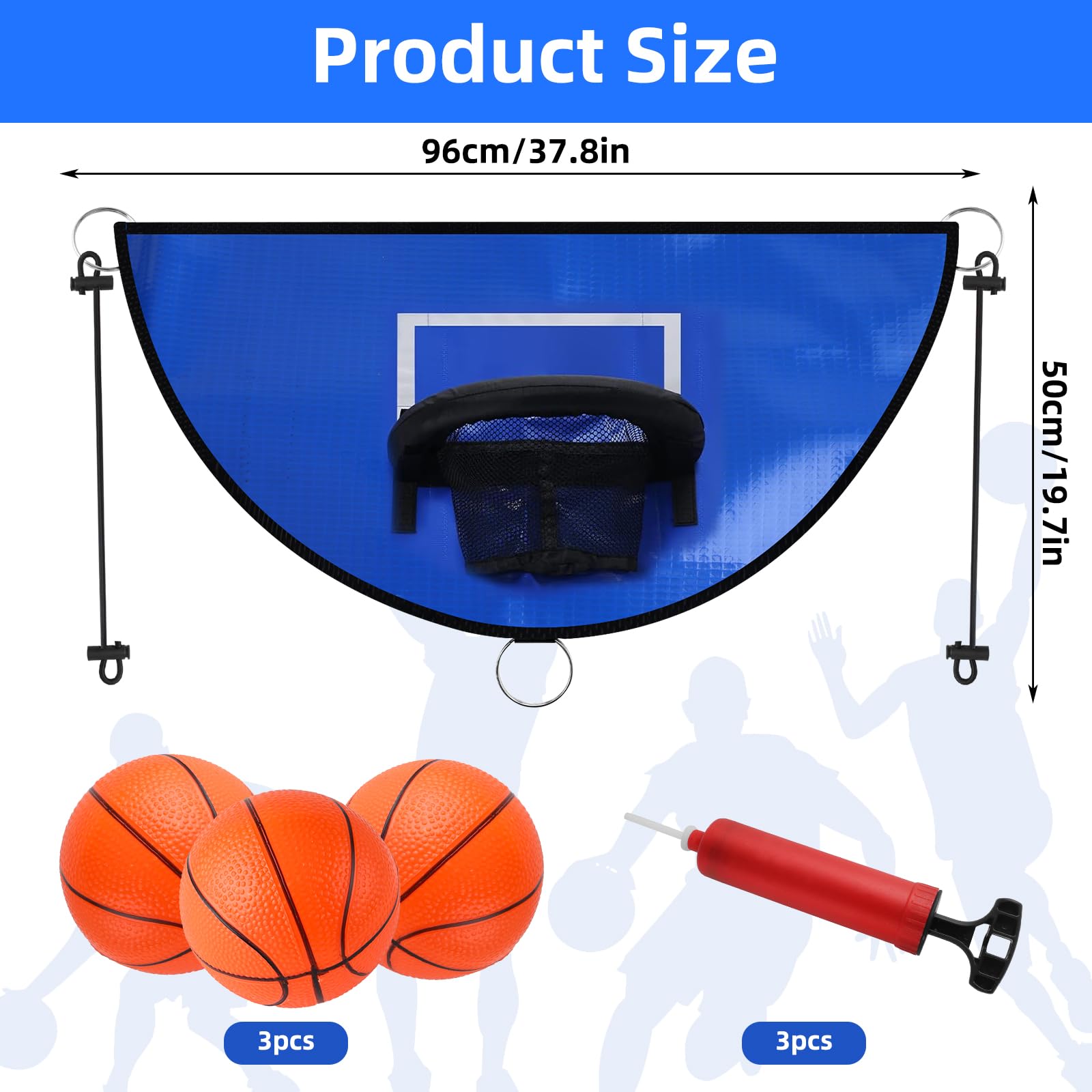 Trampolin Basketballkorb, Universal Mini Basketballkorb, Abreißrand zum Eintauchen Trampolin Basketballaufsatz mit 3 Mini Basketbällen,Trampolin Zubehör für Kinder Erwachsene Innen und Außenbereich