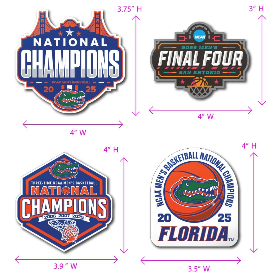 Florida Gators Magnet – 2025 NCAA National Championship Officially Licensed Magnets – Perfect for Car, Laptops, Refrigerators – Florida Gators Gifts – 4-Pack