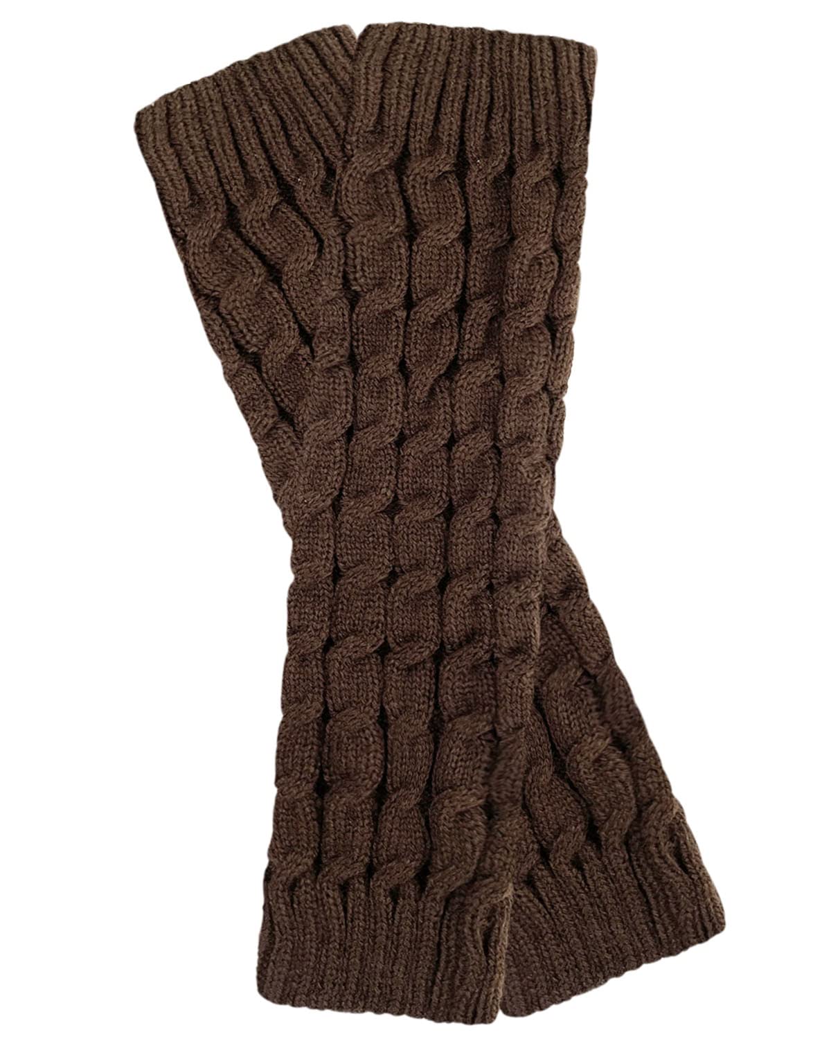 Women's Cable Knit Leg Warmers Dark Brown
