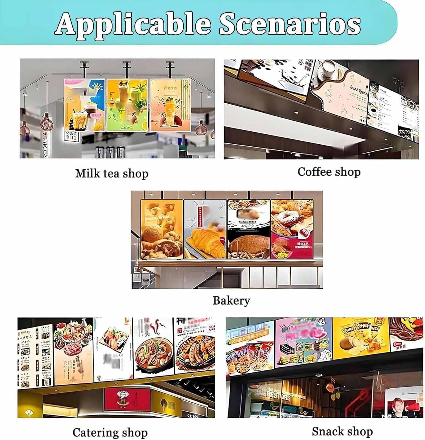 Pizarra Menú Digital con Luz Trasera,Display Publicitario LED, Visibilidad Mejorada,Diseño Profesional,para Carteles De Pared En Restaurantes,Cafeterías Y Tiendas Variadas 60x120cm
