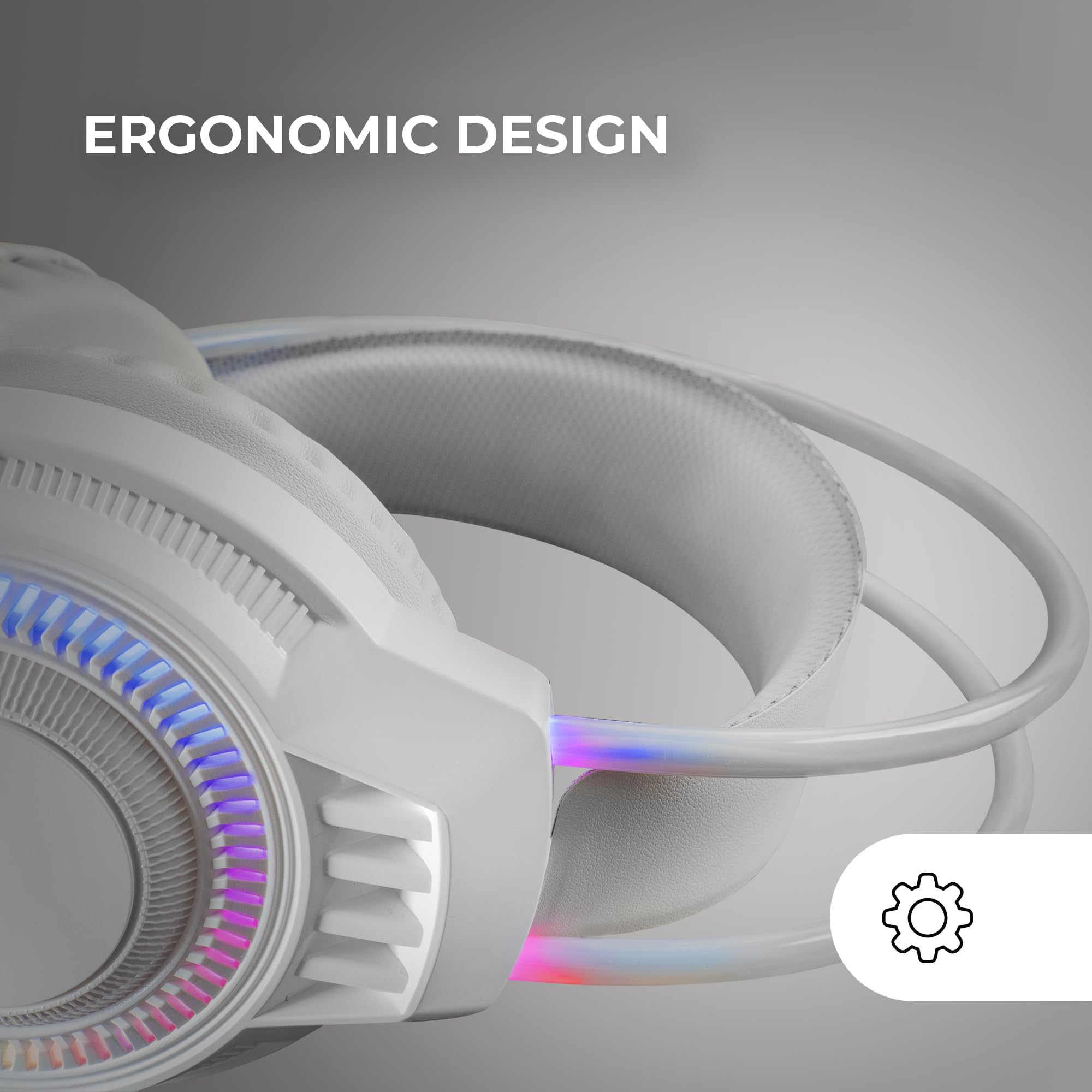 Mars Gaming MH124, Auriculares Gaming FRGB Rainbow, Diseño Ergonómico, Micrófono Flexible, Control de Volumen, Windows, Linux, Mac, PS4, PS5, Xbox One, Xbox Series X|S, Switch, Switch 2, Blanco - 4