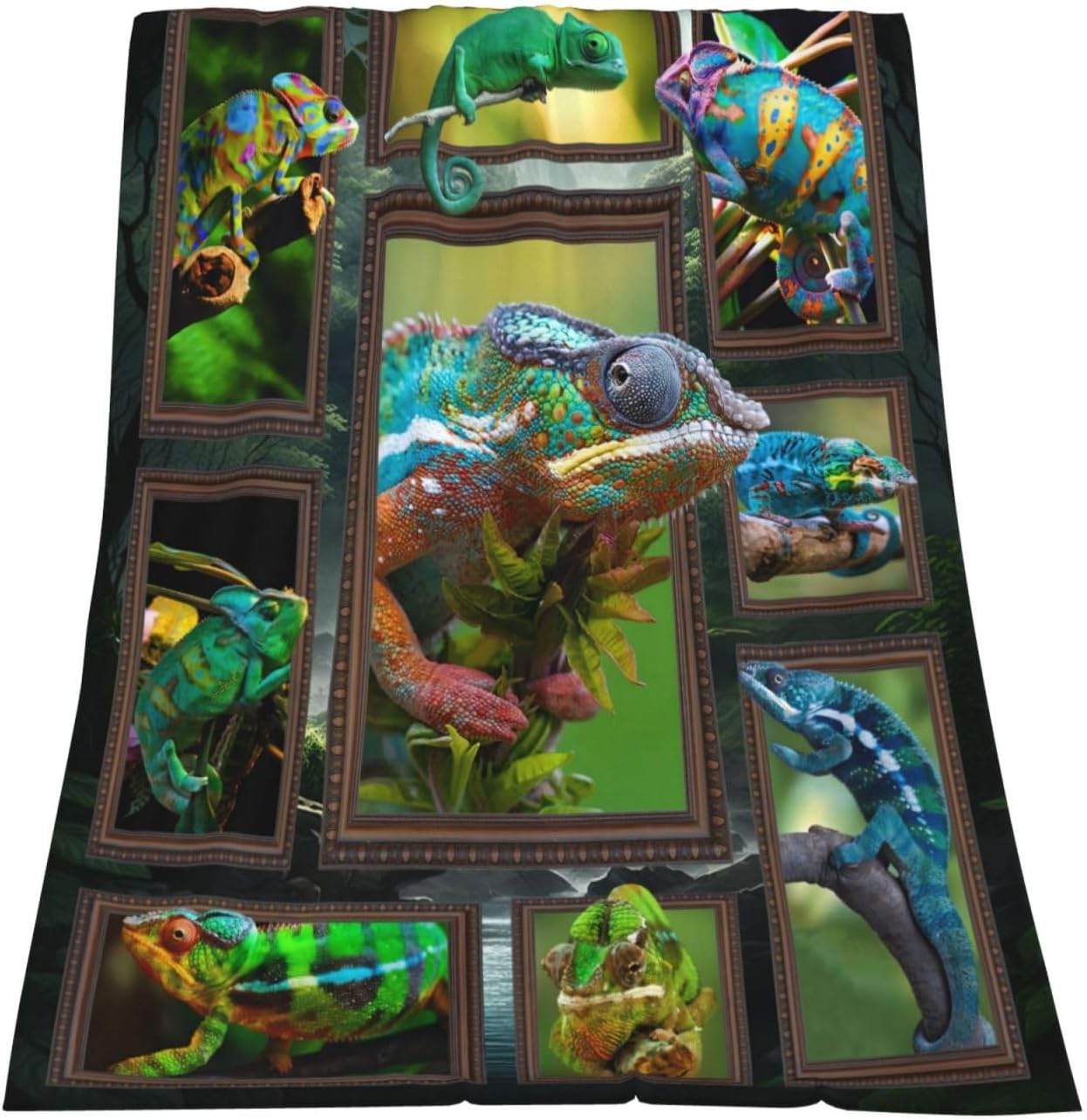 Chameleon Blanket Super Soft Warm Fluffy Flannel Cute Reptile Throw Blanket Cozy Fuzzy Plush Bedding Blanket Gift for Boys Girls Kids Teens Adults Couch Sofa 60"x50"