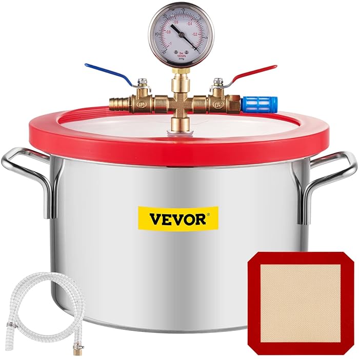 Buy VEVOR Vacuum Chamber 1.5 Gallon Vacuum Degassing Chamber Glass Lid