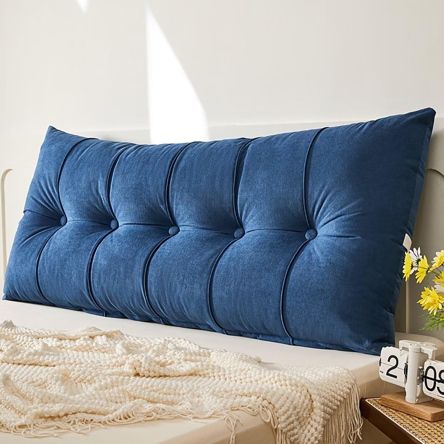 Headboard Pillow Twin Rectangle Pillow Rectangle Dorm Headboard Bed Rest Reading Backrest Back Support Long Bolster Pillow with Removable Cover for Dorm Room