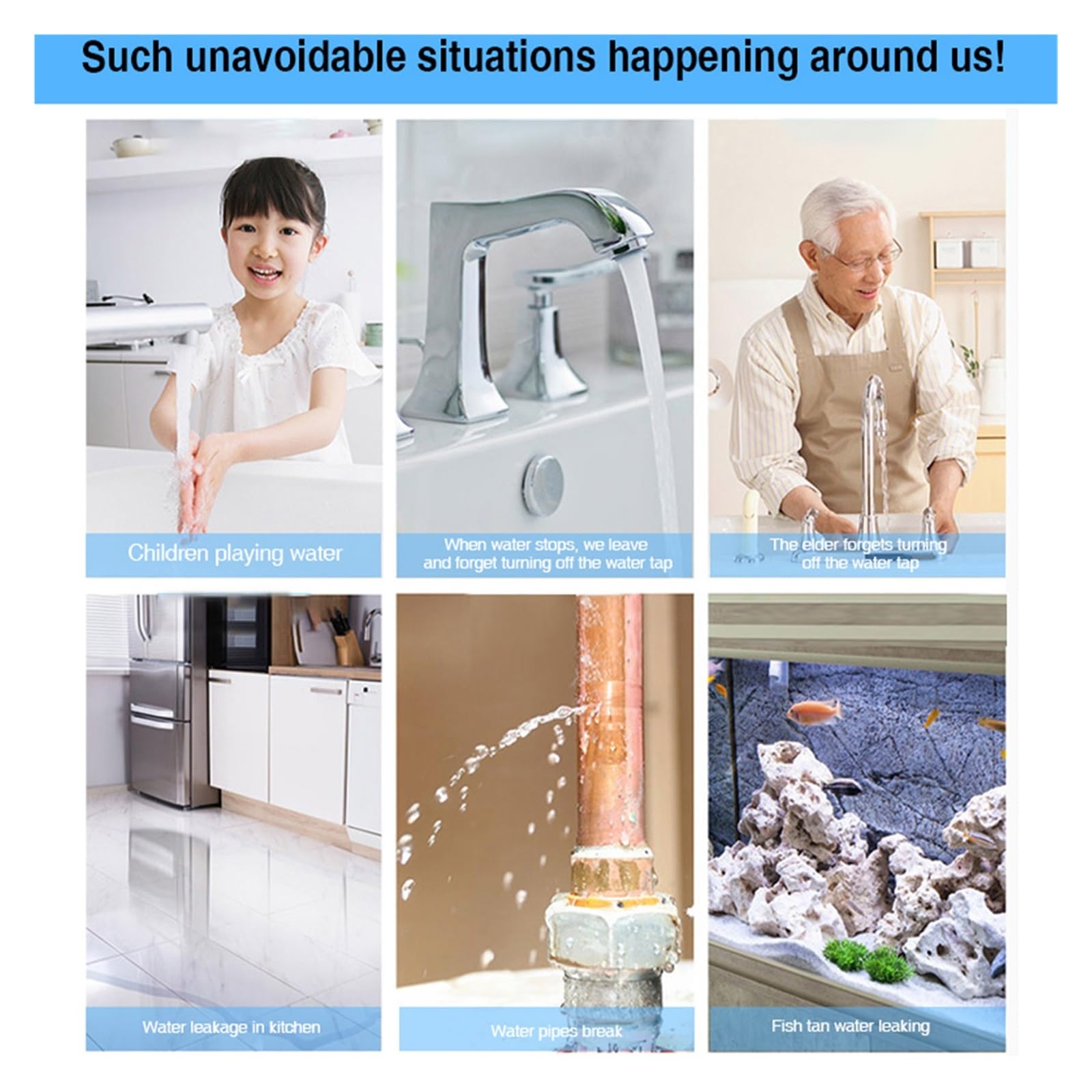 Tuya Smart Home Sans Fil WiFi Alarme Fuite D'eau Détecteur De Capteur Alerte D'inondation Ensemble Liaison Débordement Avec Contrôleur Valve Conservation De L'Eau(Linkage Set)