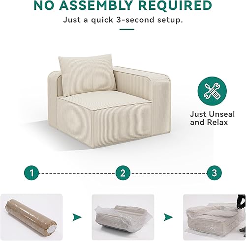 Miniatura 6 de YITAHOME Sofá modular Cloud de 107 pulgadas con diván en forma de L, asiento profundo y 3 almohadas, sofá de pana para sala de estar y dormitorio,