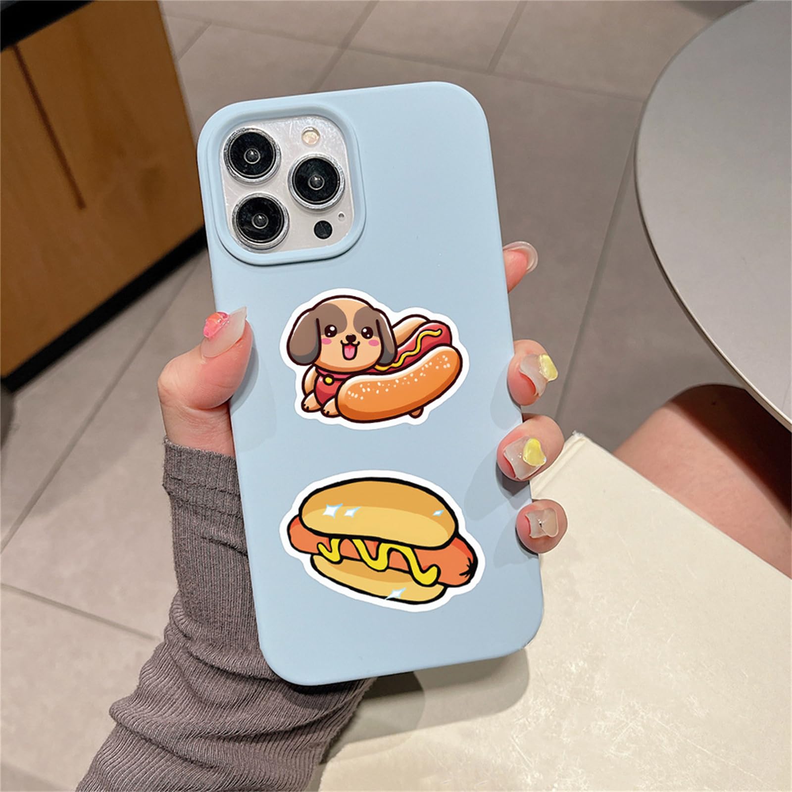 55Pcs Hot Dog Stickers for Water Bottles Laptop,Hot Dogs Party Decorations,Foods Party Favors,Vinyl Waterproof Decals for Suitcase Skateboard Guitar, Gifts for Women & Men (Hot Dog)