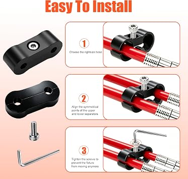 8Pcs Brake Tubing Separator Clamps,Black Aluminum Hose Fitting Adapter,Hose Separator Clamp,Great for 3/16 Brake Line Hose Mounting,Includes Spare Stainless Steel Screws and Wrenches