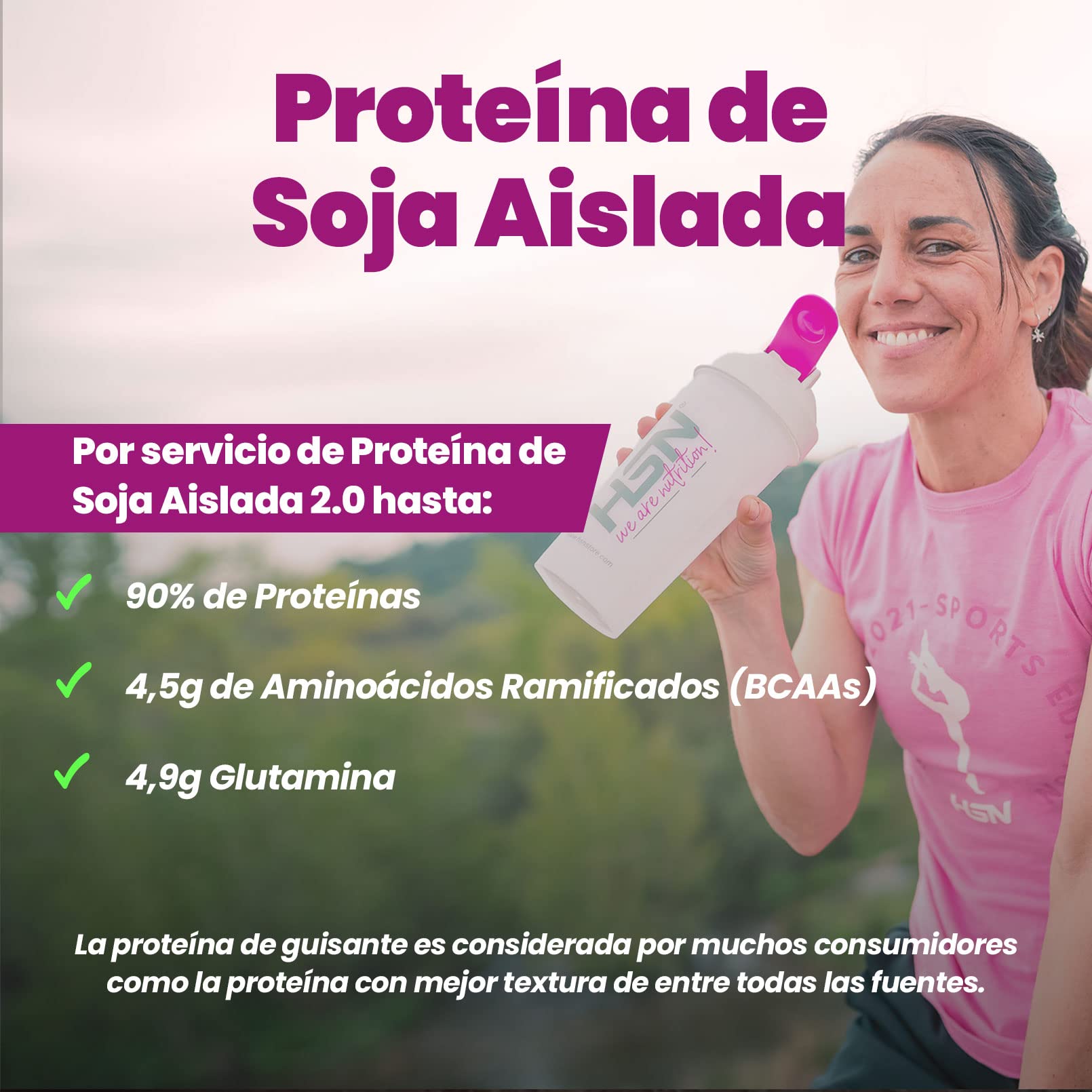 Proteína de Soja Aislada de HSN | Sin Sabor 2 Kg = 67 Tomas por Envase | 100% Vegana | Soy Protein Isolate | No-GMO, Sin Gluten