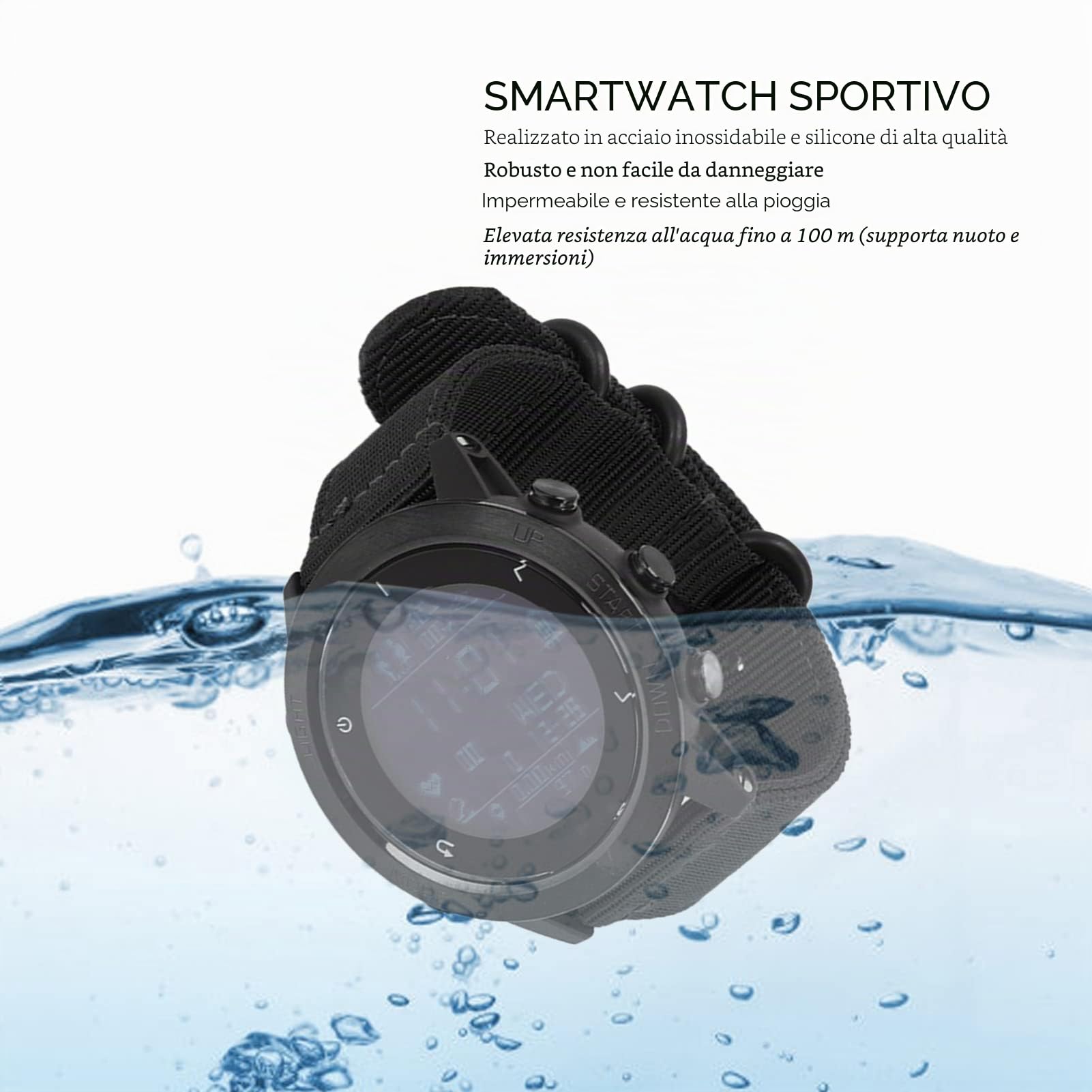 Orologio da uomo Smartwatch sportivo orologio subacqueo con GPS, altimetro, barometro, bussola, sveglia, orologio fitness impermeabile 10 ATM